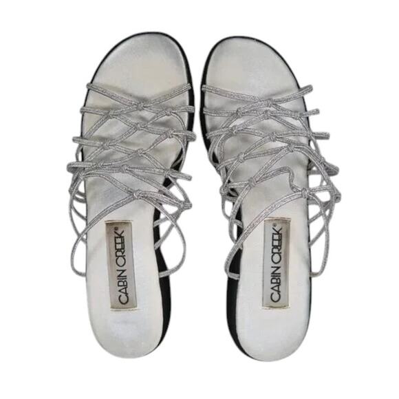 Cabin Creek Shoes Womens 6 Sandal Fashion Slip On Strappy Metallic Elastic Retro - Picture 6 of 11